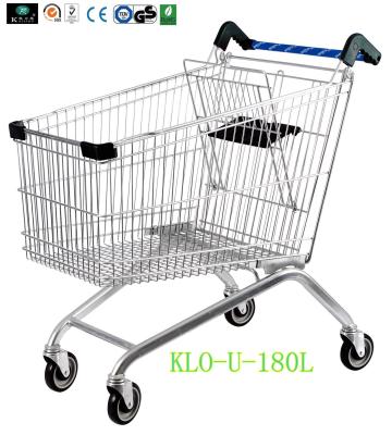 Portable Metal Chrome Plated Disabled Shopping Trolley For Hypermarket 180 Litre