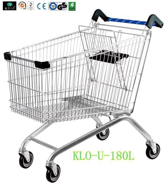 Portable Metal Chrome Plated Disabled Shopping Trolley For Hypermarket 180 Litre