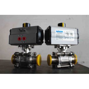 Пневматическое качества еды санитарное дальше с клапана/нержавеющей стали сработало привод шариковых клапанов горизонтальный пневматический