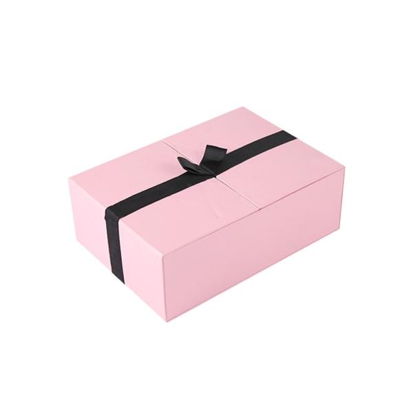 Magnetic Pink OEM Customize Print Cosmetic Paper Box , Double Door Gift Box 4 Piece