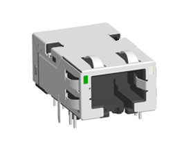 RJ45 Jack 10G with light and shield, TAB-DOWN L=28.57mm