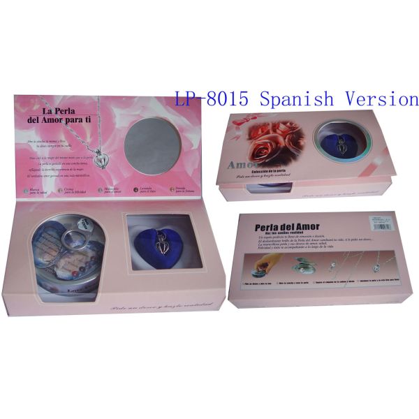 Spanish Versions Color Box  Love Pearl Necklace Gift Box With Fashion Cage Pendant for Birthday or Holiday Gift