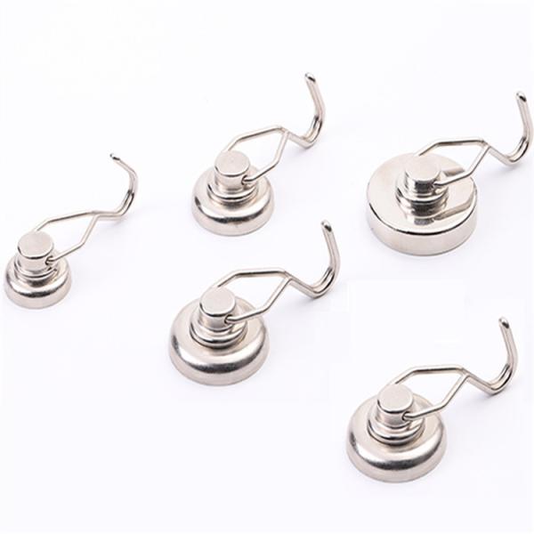 LFYGY Round Base Neodymium Magnet Open Hook with 360 Degree Rotation Magnetic Hook