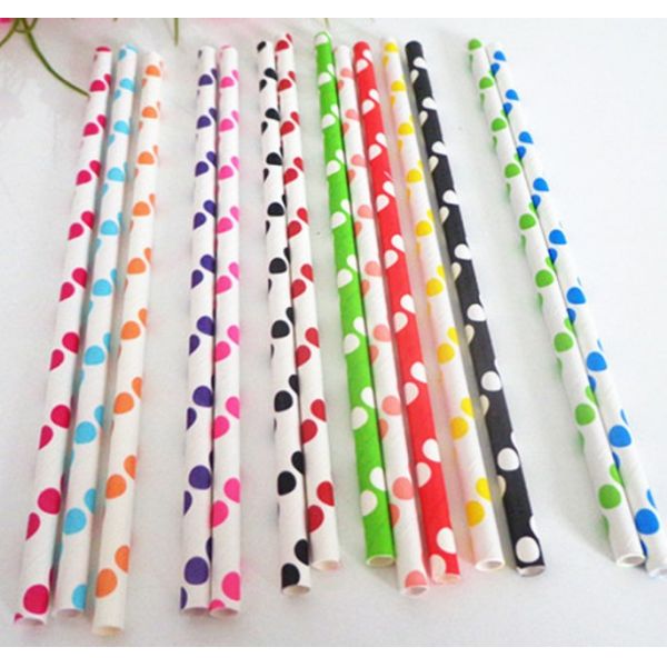 6.0*195mm food grade dot paper straws party supplies paper drinking straws
