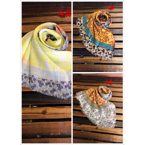 Manufacturer wholesale voile fabric flower print scarf 60*180cm 100g summer spring shawl 50%cotton 50%linen keep fashion