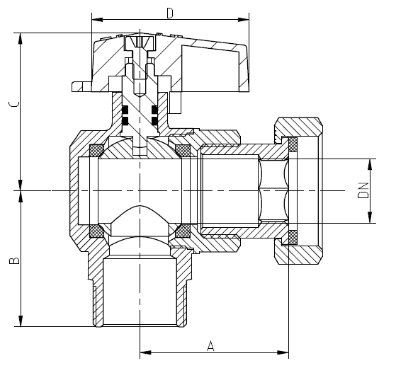 Мужское x вращаясь женский шариковый клапан газопровода