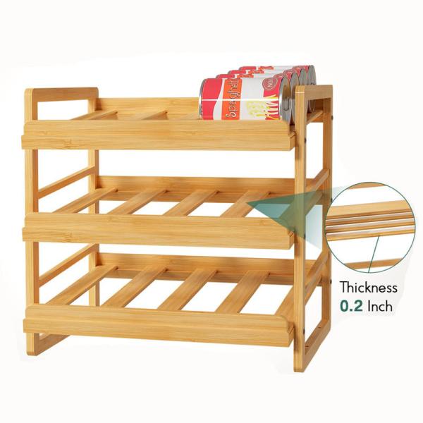Alimentos 3 Nível Empilhável Bamboo Pode Portador Organizador de Armazenamento com rótulo sustentável