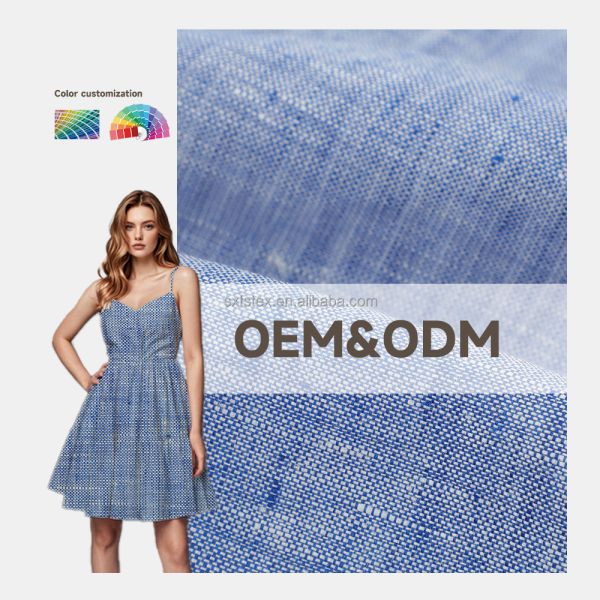 100% Linen Fabric Yarn Dyed Fashion High Quality Clothing Custom-made Woven Women and Men Fabric for Clothing