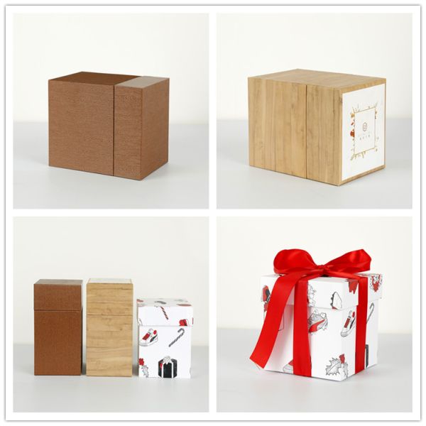 Cardboard Decorative Xmas Boxes / 4x4x4 White Gift Boxes With Ribbon Bow