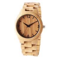 Heure en bois de mâle d'horloge de cadeau de montre de bande en bois en bois en bambou naturelle supérieure d'hommes