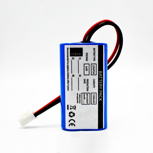 9.6Wh Side By Side Type IFR 18650*2 Cells 1.5Ah 6.4V LiFePO4 Batteries Emergency Lighting Battery