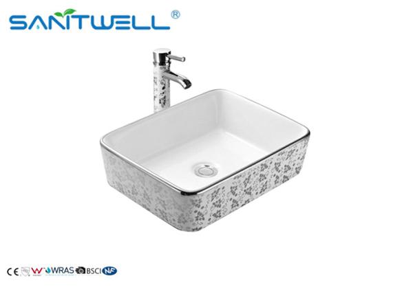Single Tap Bathroom Ceramic Art Basin Decorative Printed AB8025C