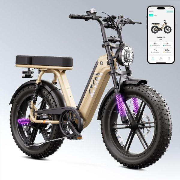 TST Carbon Steel Frame Electric Bike for Adults 250W for Rear Hub Motor 60 Miles Fat Tire Yellow