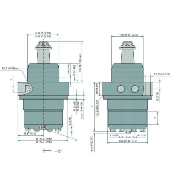 El motor hidráulico BMRW 160cc de la órbita de la velocidad media con 35 milímetros afiló el eje