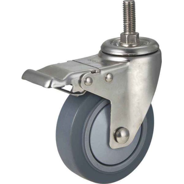 Single Bearing TPR Medium Casters Industrial Swivel Brake Wheel for Store Display Fixtures
