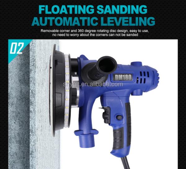 350w Black Colour Self Contained Dust Free Sanding Machine Vacuum Wall Putty Grinder Machine