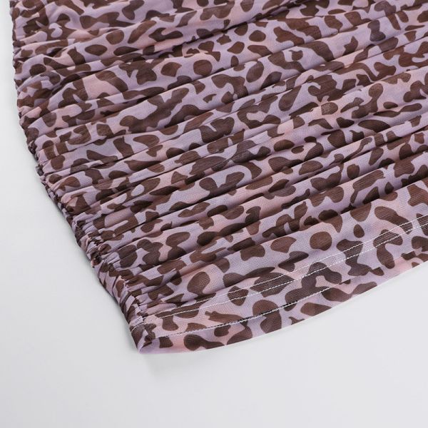 Leopard Print 82cm Sexy One Shoulder Dresses Sleeveless Backless