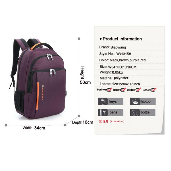 Biaowang travel bag 15 inch laptop for men made in waterproof nylon guangzhou wholesale price