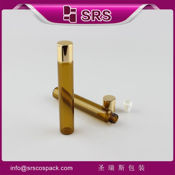 SRS wholesale amber 10ml glass roller ball bottle for essential oil use with good quality