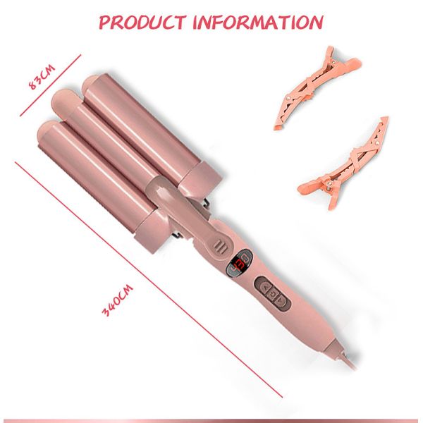 Дисплей температуры LCD волосы 3 бочонков колеблет для Beachy Frizz свободные волны