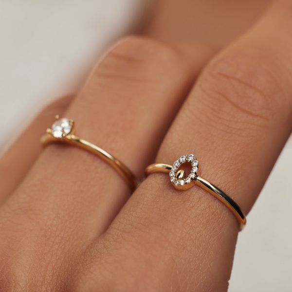 кольцо золота 9K с серебряным обручальным кольцом диаманта для женщин