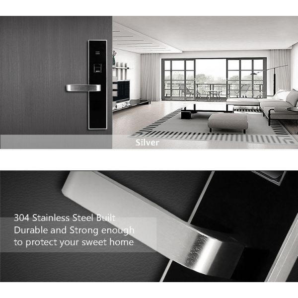 Aluminium Stainless Electronic Door Locks Biometric Scramble PIN Code