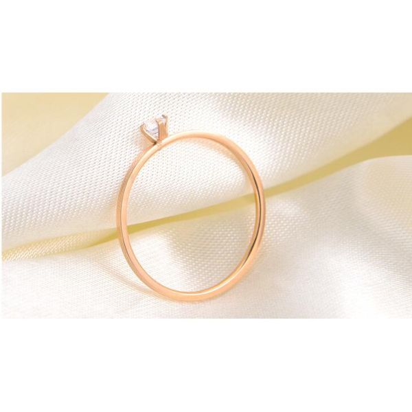 Fashion Jewelry Diamond Wedding Rings Stainless Steel Diamond Ladies Ring 24K Rose Golden Ring