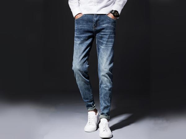 Woven Tapered Mens Denim Jacket And Jeans Mid Wash Man Pants 100% Cotton