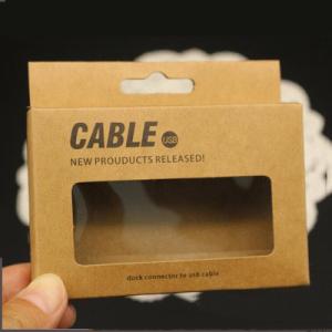 A caixa de empacotamento do papel de embalagem de Brown Com a caixa do cabo da
