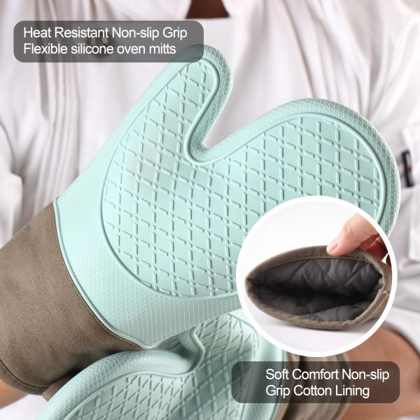 Silicone Heat Resistant Oven Mitts And Pot Holders Sets BBQ Baking Gloves Silicone Kitchen Household Utensil Tools