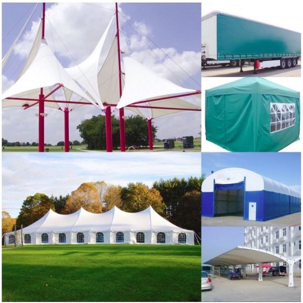 650 gsm ПВХ покрытая брезент для грузовиков Палатки Нить Число 500D-1500D Пластиковый холст ролл