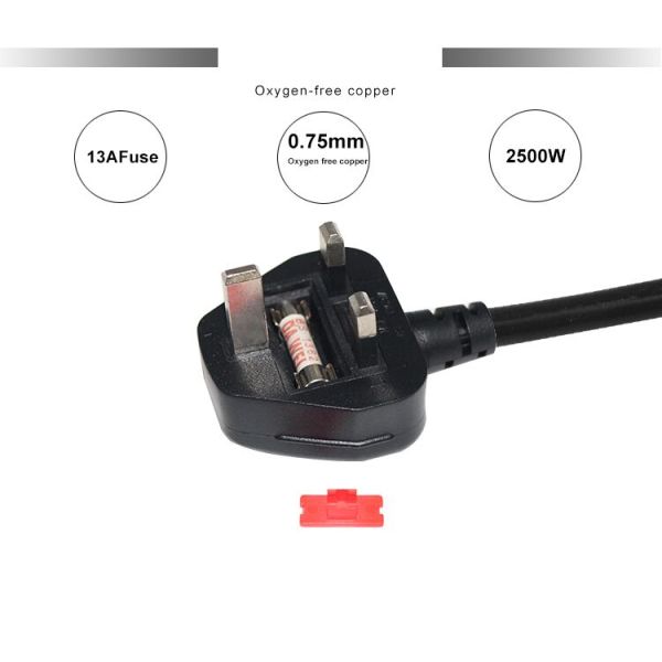 Кабель питания UK Plug to IEC C7, 1.5 м, чистая медь, черный