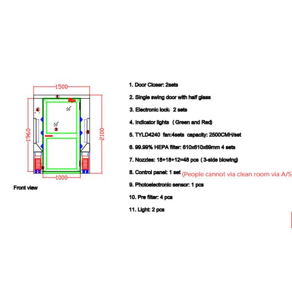 Большая одиночная душевая воздуха нержавеющей стали дверей качания лист с 3 дуя