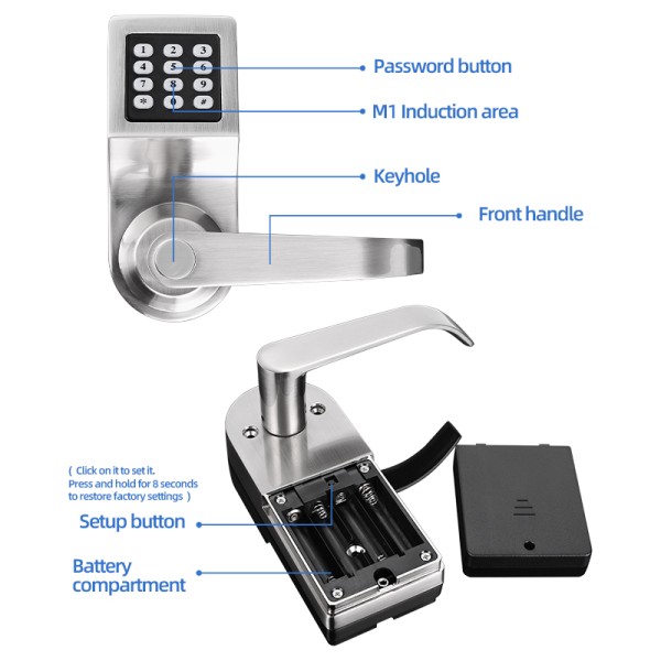 Wholesale Price High Quality Mobile TTLOCK Application Durable Granular Digital Button Swipe Card Password Door Lock