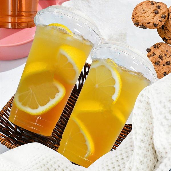Logo imprimé sur mesure Clair 16 oz 32 oz 98 mm PET Transparent Gobelets en plastique jetables à boire froid