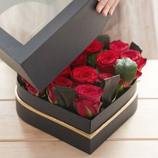 Простая роскошная творческая красочная романтическая сердце цветочная коробка упаковка с PVC окном