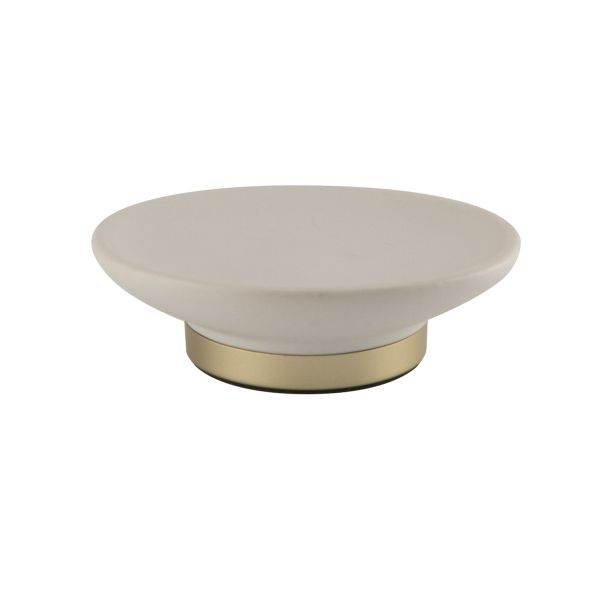 Cream Ceramic Bath Accessories Sets 6pcs Shower Dispenser With Gold Parts