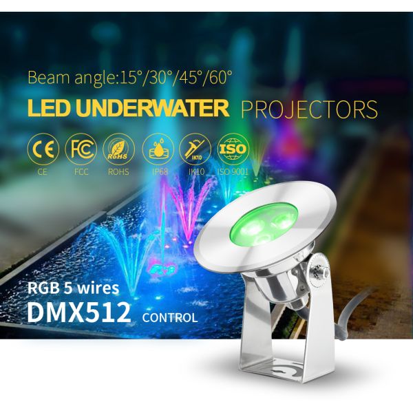 DMX512 5W 130LM Underwater LED Spotlights IK10 Stainless Steel