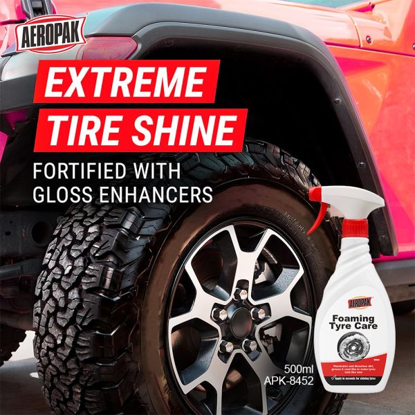 Aeropak 500ml Tire Cleaner Spray & Foam-Shine Tire & Wheel Cleaner Plastic Bottle
