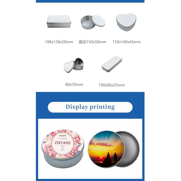 High Quality Custom Metal Tin Box Wholesale Sublimation Blank for Gift Storage for Holiday Supplies