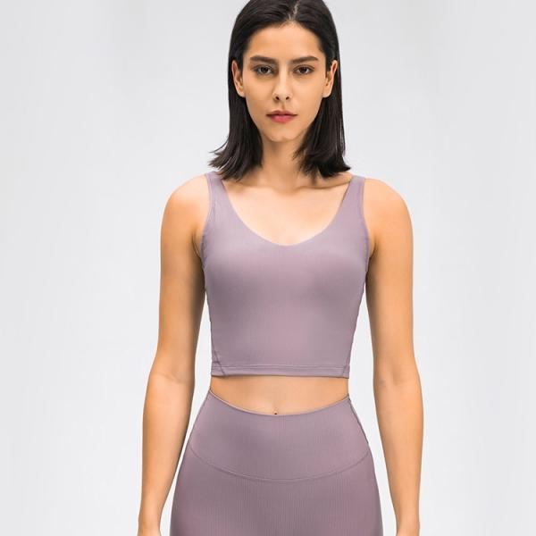High Stretch Ribs Sweat-Wicking Gym Vests Womens Sportwear 2021 Slim Yoga Vest