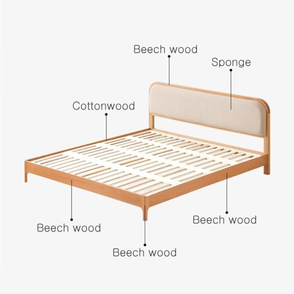 Bedroom Furniture Solid Wood With Headboard Beech Frame Sleeper for Double in Guest Room en Platform