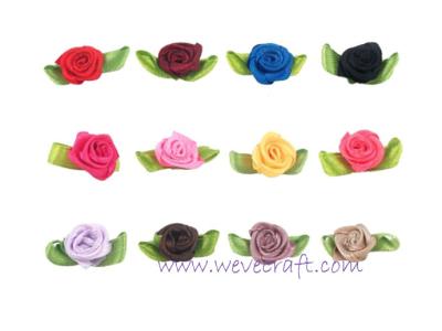 Handmade bow    ribbon bow  hair bow   rose with leaf  garment accessories