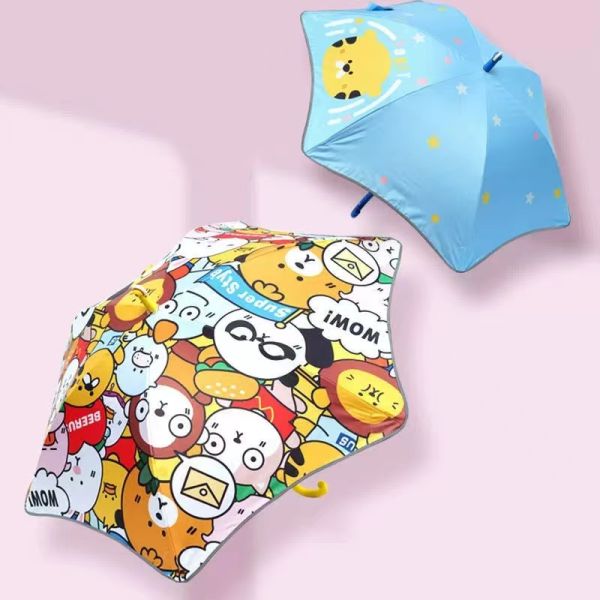 Cute Cartoon Children's Umbrella with Long Handle and Automatic Roller Skating Feature