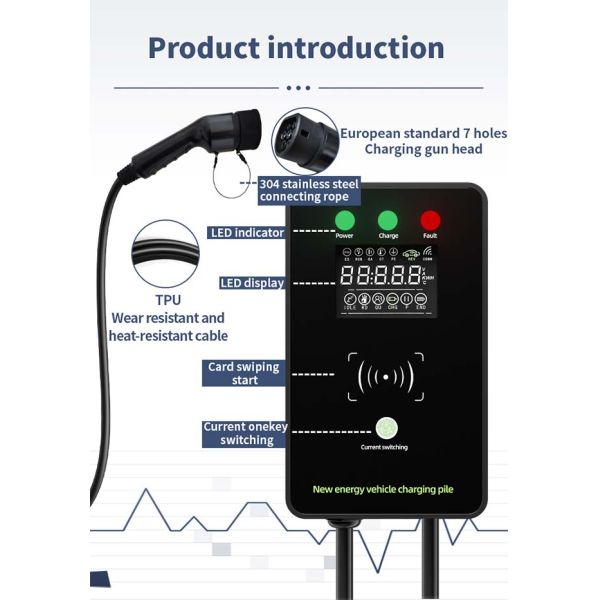 OEM ODM 7kW 32A EV Charger Type 2 Wall Mounted Car Charger 5 Level