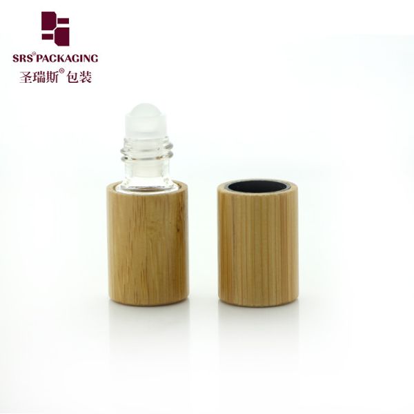 BG-2ML Real Natural Bamboo Roll On Bottle Inner Glass Bottle For Aroma Perfume Oil Glass Roller Ball Applicator