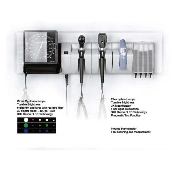 Medical ENT opthalmoscope diagnostic set with wall mount medical equipment