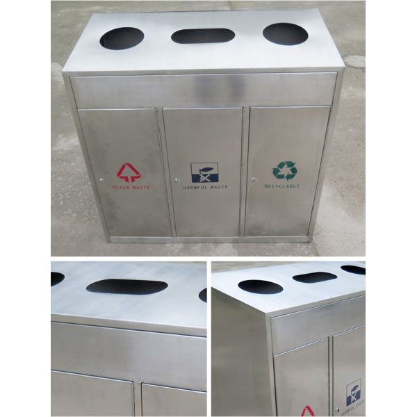 Outdoor Street Recycling Trash Bins Industrial Dustbin China Wholesale Garbage Stainless Trash Bin