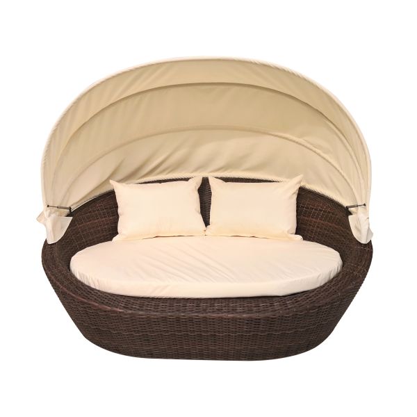 Balcony Rattan Lounge Daybed Sun Bed UV Resistance Courtyard Canopy Villa Patio Pool