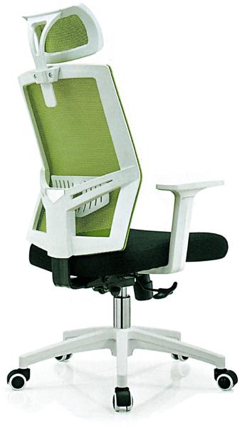 Contemporary Green High Back Swivel Office Chair With Rollers Metal Foot
